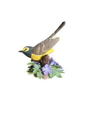 Vintage Lenox 1997 Fine Porcelain Hooded Warbler Bird Statue on Tree Branch